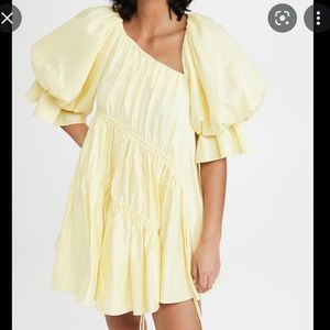 Aje Yellow Puff Sleeve Dress